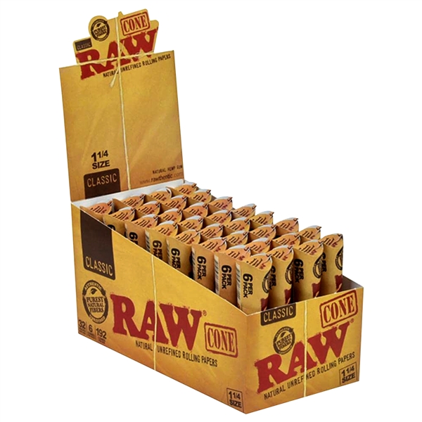 CP-21 RAW Classic Cone 1 1/4" | 32 Packs Per Box | 6 Cones Per Pack | 192 Cones Per Box