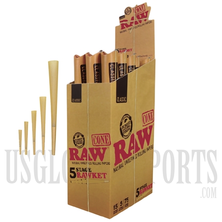 CP-214 RAW Classic 5 Stage Rawket Cones | 15 Pack Per Box | 5 Cones Per Pack | 75 Cones Per Box
