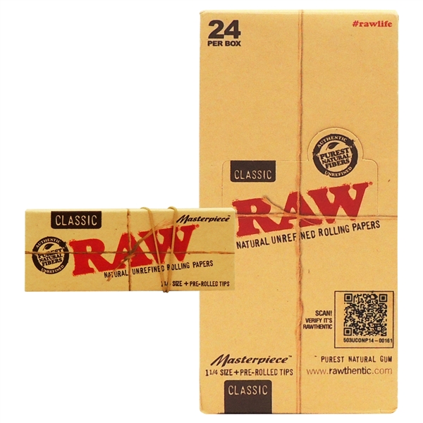 CP-242 RAW Classic Masterpiece 1 1/4 Size + Pre Rolled Tips | 24 Per Box