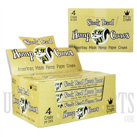 CP-243 Hemp Cones by Skunk Brand. King Size Cones. 24 Packs per Box. 4 Cones per Pack.