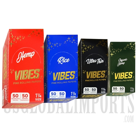 CP-246 Vibes Fine Rolling Papers  | 1 1/4 Size | 50 Booklets Per Box | 3 Paper Options