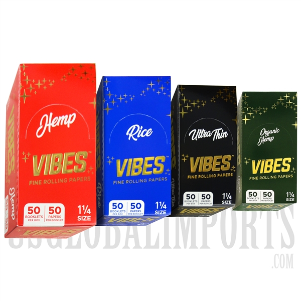 CP-246 Vibes Fine Rolling Papers  | 1 1/4 Size | 50 Booklets Per Box | 3 Paper Options