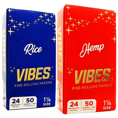 CP-251 Vibes Fine Rolling Papers  | 1 1/4 Size | 24 Booklets Per Box | 50 Papers + Tips Per Booklet | 2 Paper Options