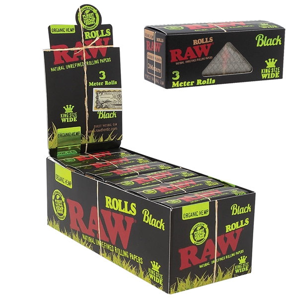 CP-261 Raw Black 3 Meter Rolls | King Size Wide | 12 Count | Organic Hemp