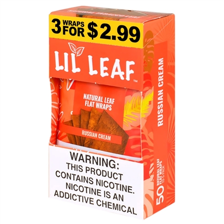 CP-276 Lil Leaf | 30 Natural Flat Wraps | 10 - 3 Packs | Russian Cream