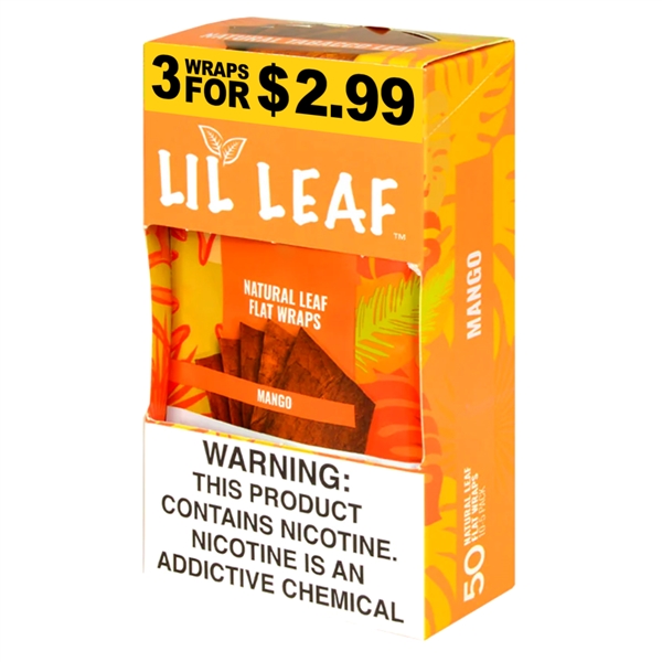 CP-281 Lil Leaf | 30 Natural Flat Wraps | 10 - 3 Packs | Mango