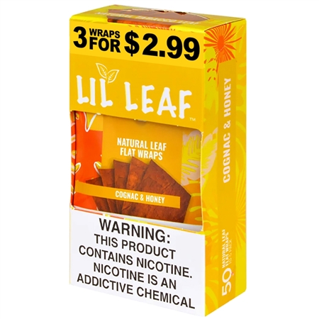CP-282 Lil Leaf | 30 Natural Flat Wraps | 10 - 3 Packs | Cognac & Honey