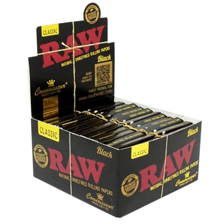CP-283 RAW Black Connoisseur | King Size Slim + Tips | 24 Packs | 32 Leaves & Tips