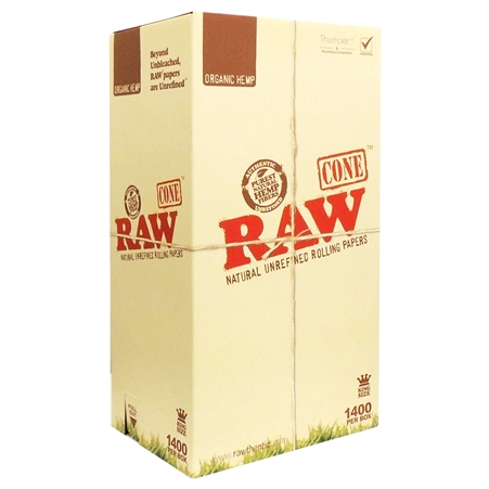 CP-507 RAW Cones Organic Hemp | King Size | 1400 Per Box