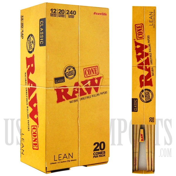 CP-510 RAW Cones Classic Lean | 240 Cones | 12 Packs | 20 Cones Per Pack