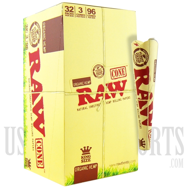 CP-512 RAW Organic Hemp | 96 Cones | 32 Packs | 3 Cones Per Pack