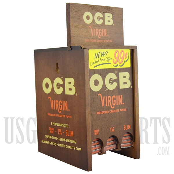 CP-600 OCB Virgin | Unbleached Cigarette Papers | 3 Size | 24 pack each size | 50 papers per pack | Display Box