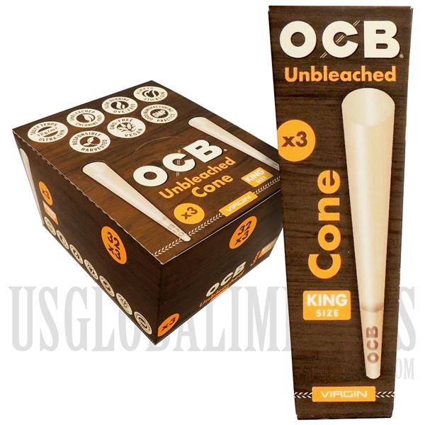 CP-614 OCB Unbleached Virgin Cone | King Size | 32 Packs X 3 Cones Per Pack
