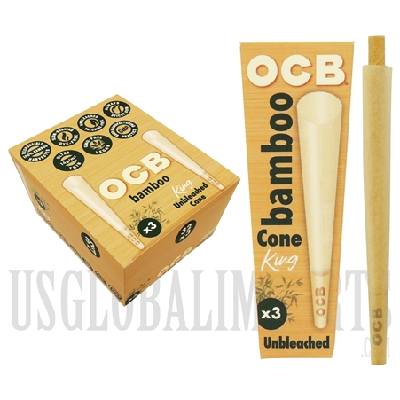 CP-615 OCB Bamboo Unbleached Cone | King Size | 32 Packs X 3 Cones Per Pack