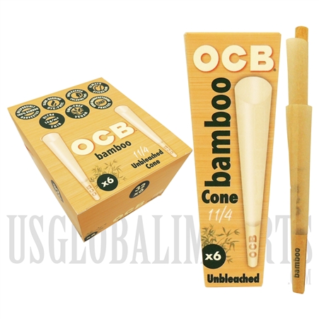 CP-616 OCB Bamboo Unbleached Cone | 1 1/4 Size | 32 Packs X 6 Cones Per Pack