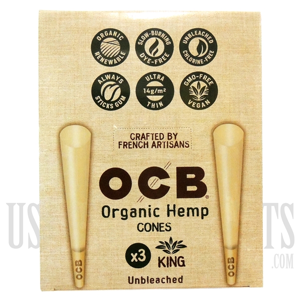 CP-621 OCB Organic Unbleached Cone | King Size | 32 Packs X 3 Cones Per Pack