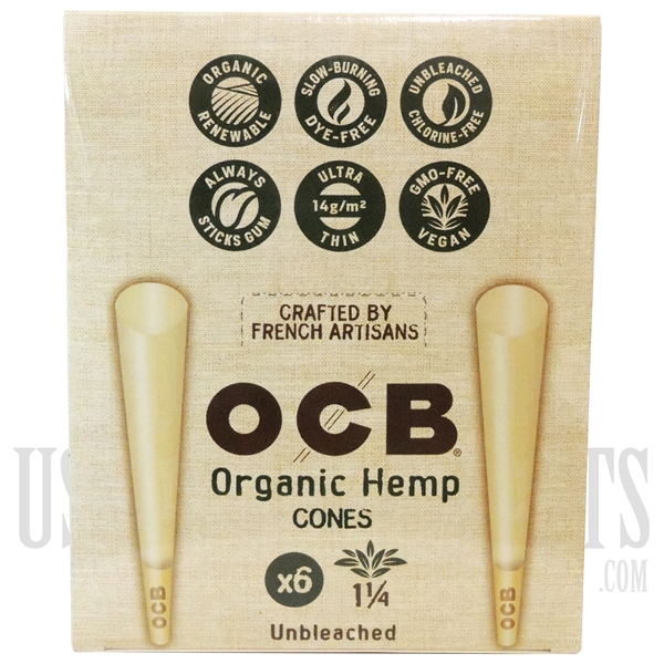 CP-622 OCB Organic Unbleached Cone | 1 1/4 Size | 32 Packs X 6 Cones Per Pack