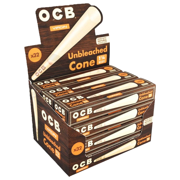 CP-625 OCB Unbleached Virgin Cone | 1 1/4 Size | 12 Packs X 32 Cones Per Pack