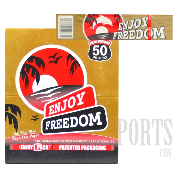 CP-95 Enjoy Freedom King Size Slim Utlra Thin Rolling Paper Special Pack. 50 Pack Box + 50 Rolling Paper