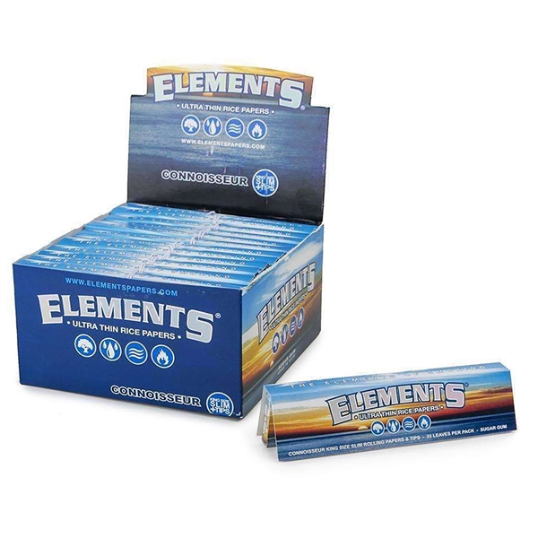 CP-96 Elements King Slim + Tips Connoisseur | 24 Packs per Box + 33 Leaves per Pack