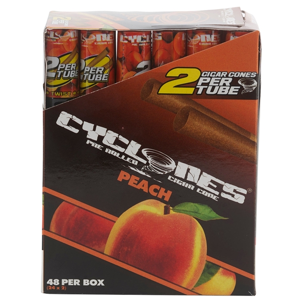 CP-CY-P Cyclones Pre Rolled Wraps | 48 Per Box | 2 Per Tube | Peach