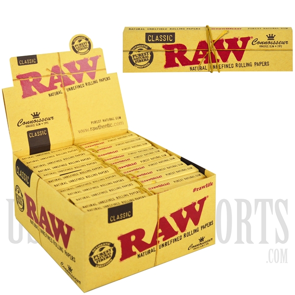 CP107 Raw Classic Connoisseur King Size Slim Papers + Tips | 24 Per Box | 32 Leaves Each
