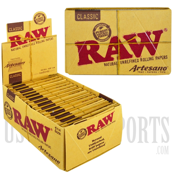CP86 RAW Classic 1 1/4 Artesano | Tray Papers Tips 15 Per Box | 50 Leaves Each
