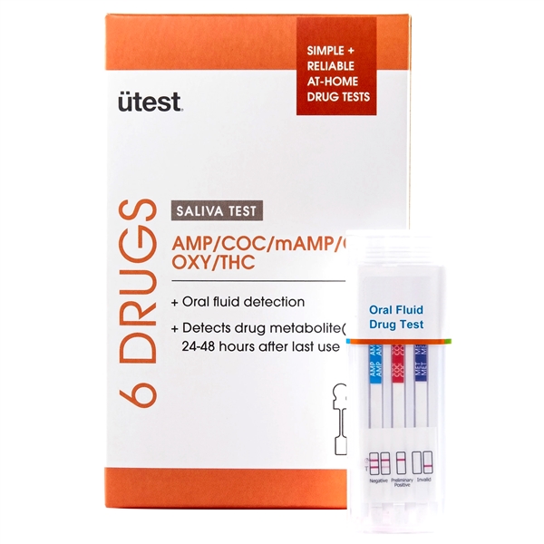EX-259 Utest Saliva Test | Oral Fluid Detector | 6 Drugs (Amp, Coc, mAmp, Opi, Oxy & THC)