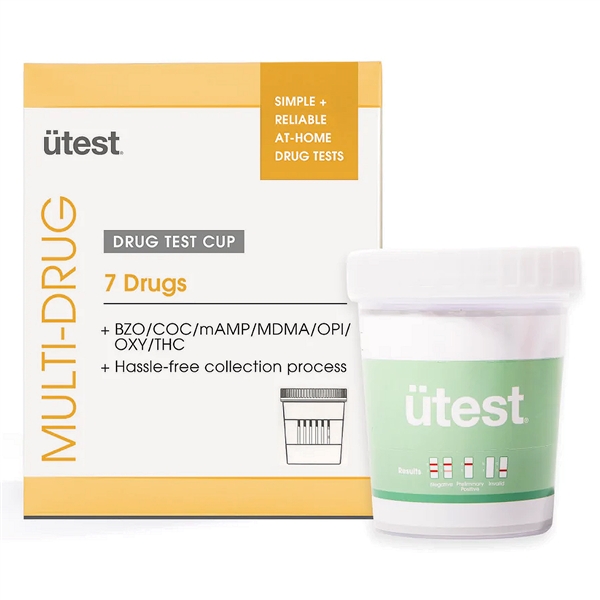 EX-261 Utest Drug Test Cup | Urine Detector | Multi-Drugs (Bzo, Coc, mAmp, Mdma, Opi, Oxy & THC)