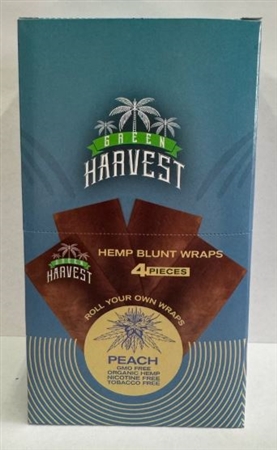 GH-101 Green Harvest Hemp Blunt Wraps  | 15 Pouches & 4 Organic Hemp Wraps | Peach