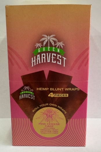 GH-101 Green Harvest Hemp Blunt Wraps  | 15 Pouches & 4 Organic Hemp Wraps | Pink Cheese Cake