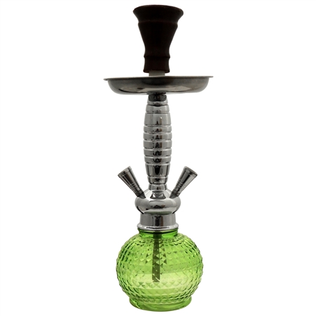 GH100B-2H-G 15" Global Hookah | 2 Hoses | Green