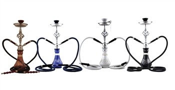 GH3004B-2H HOOKAH 19" TALL 2 HOSES