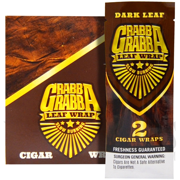 GL-103 Grabba Grabba Cigar Leaf Wraps. Natural Dark Leaf. 25 Packs, 50 Wraps