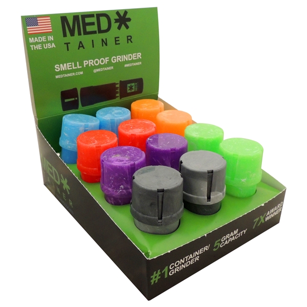 GR-1033B Med Tainer Smell Proof Grinders | 12 Display Box | Marble Design