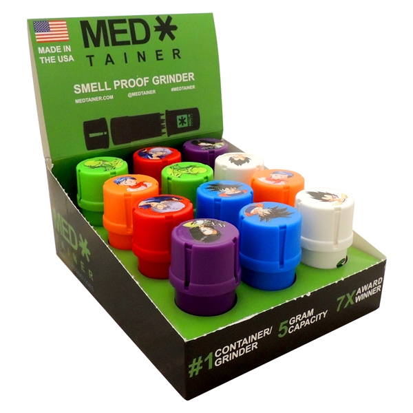 GR-1033E Med Tainer Smell Proof Grinders | 12 Display Box | Dragon Bud