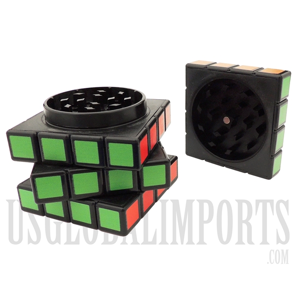 GR-209 2 1/4" Rubik's Cube Tobacco Grinder | 4 Part