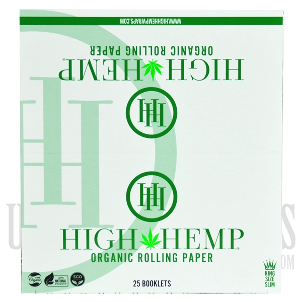 HH-002 High Hemp Organic Rolling Paper. King Size Slim. 25 Booklets