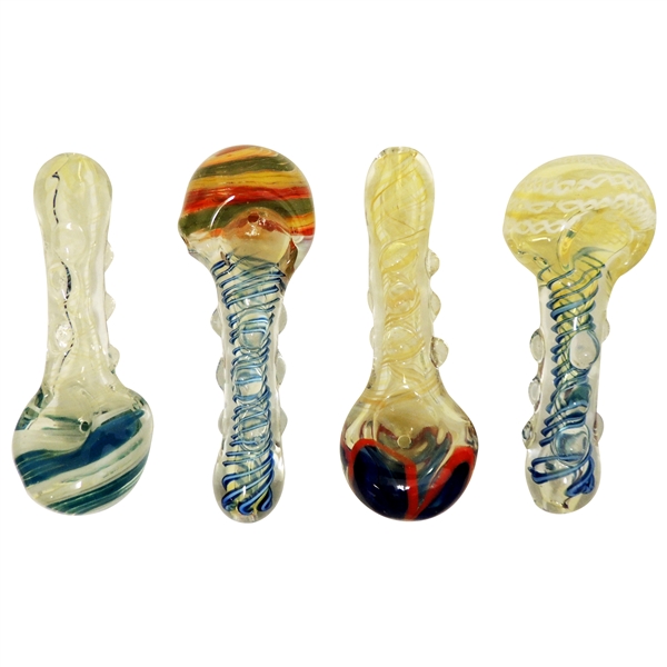 HP-2094 4" 2 Tone Swirls Glass Hand Pipe | Color Assorted