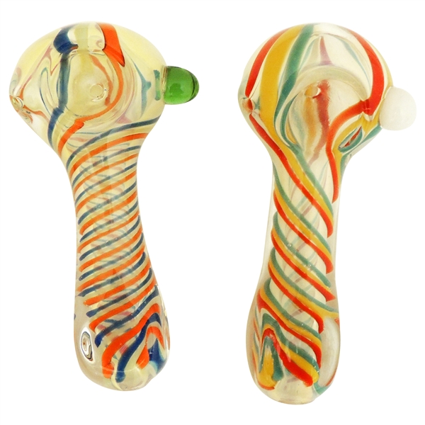 HP-2142 3" Colorful Stripes Glass Hand Pipe | Color Assorted