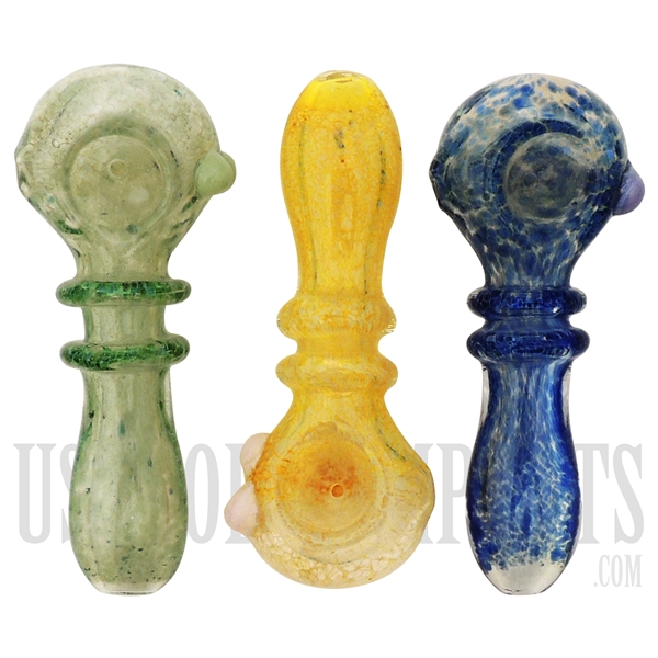 HP-2217 3" Glass Hand Pipe | Mosaic Art Design | 2 Ring Handle