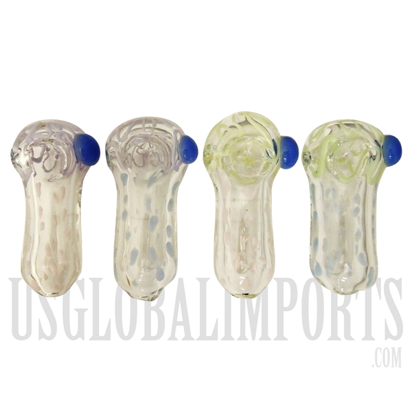 HP-2256 3" Glass Hand Pipe | Clear Swirl & Dot