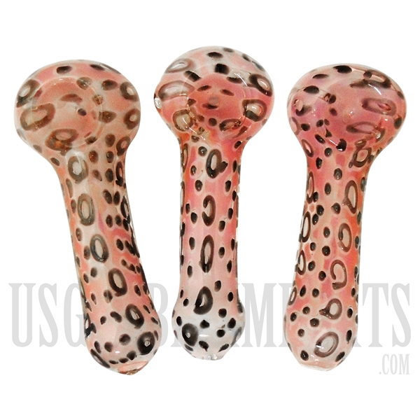 HP-2258 5" Glass Hand Pipe | Pink w/ Gold Polkadots Design