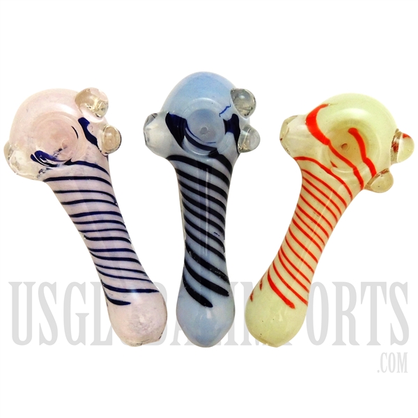 HP-2266 6" Spiral Candy Cane Glass Hand Pipe | Colors Come Assorted