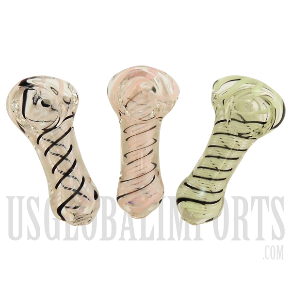 HP-2268 3" Spiral Baby Colored Glass Hand Pipe | Colors Come Assorted