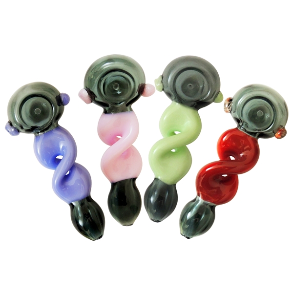 HP-2295 6" Twisted Glass Hand Pipe | Slime Colors Assorted