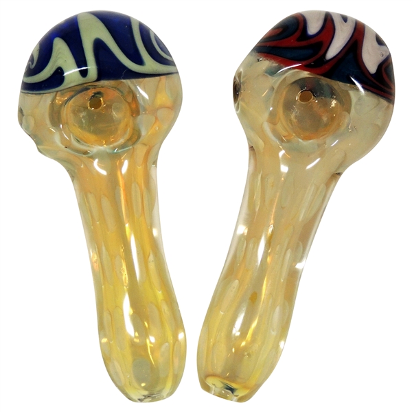 HP-2296 5" Wavy Bowl Tip Glass Hand Pipe | Colors Come Assorted