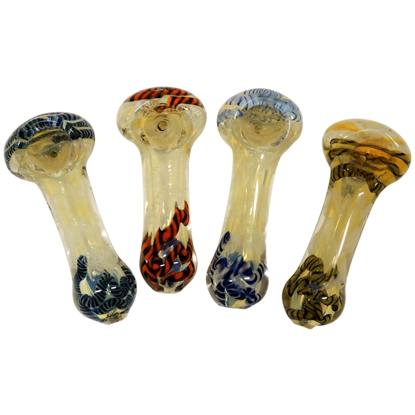 HP-2313 3.5" Glass Hand Pipe | Snake Design | Colors Come Assorted