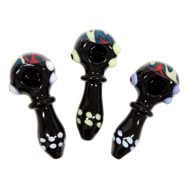 HP-2315 5" Black Glass Hand Pipe | Wavy Bowl | Colors Come Assorted