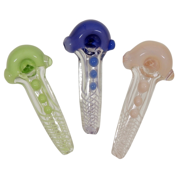 HP-2318 6" Slime Glass Hand Pipe | Clear Handle Cross pattern | Colors Come Assorted